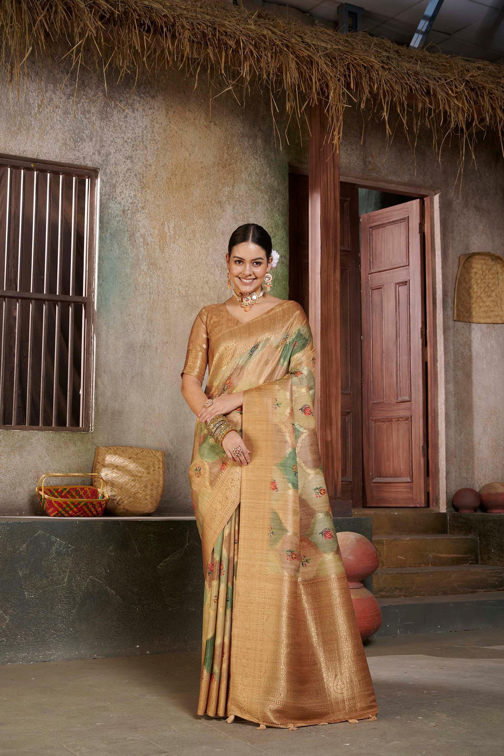 Tusser Yellow Saree Savannah - virasatwear