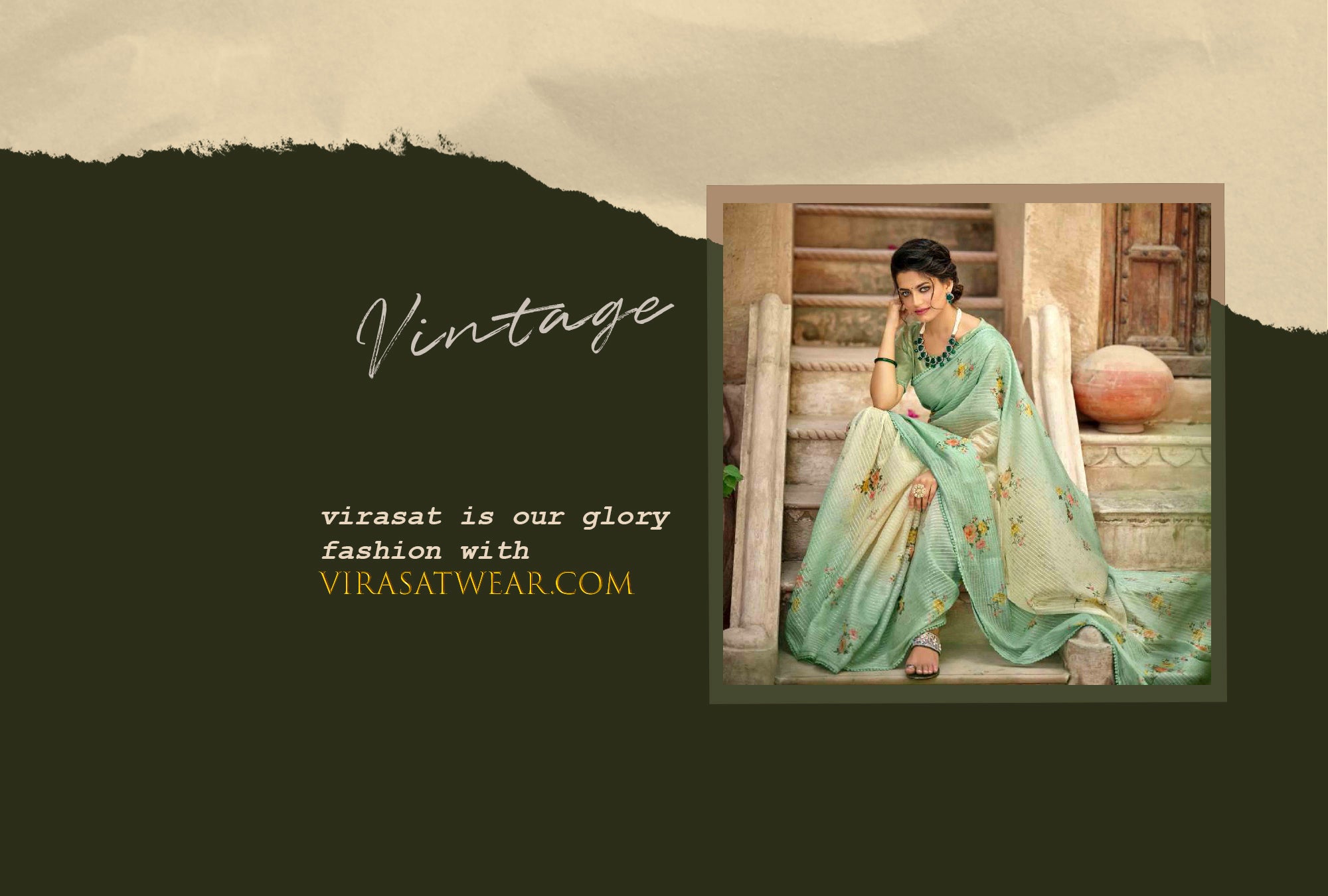 poster design showing sarees vintage collection.